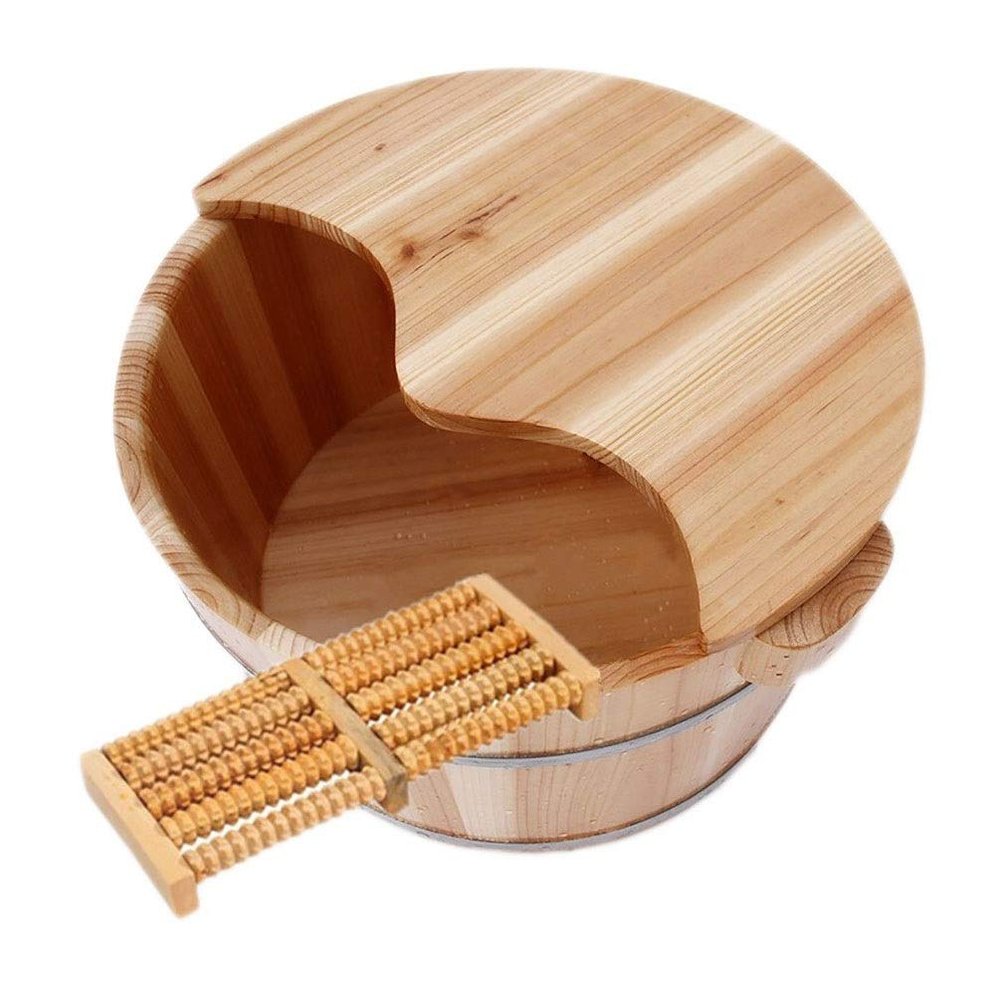 Pedicure Foot Soak Tub Foot and Leg Spa for Adults,Sauna Wooden Bucket,Foot Massage Spa for Home,Relax Pedicure Foot Bath Foot Spa Household Wash Ba (Size : D)
