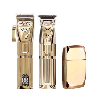 RomildaYuan Hair Trimmer Popular Cordless Hair Clippers for Barber Professional Hairdresser Fading Shaver Beard Trimmer Set in Gold Color Hair Care and Styling