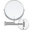 RomildaYuan 8'' Bathroom Wall Mounted, LED Makeup 3 Color Mode USB Charge Touch Screen Adjustable Light Double Sided 1X/7X Magnifying, Shaving Extendable 360 Swivel Vanity Mirror view 1