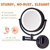 RomildaYuan 8 inch Wall Mounted Led Lighted Mirror, 10X Magnification Mirror with Switch Button, Extendable Vanity Mirror with 360  Rotation for Bathroom Hotel Spa, Plug Powered view 2