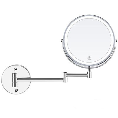 8'' Bathroom Mirror Wall Mounted, LED Makeup Mirror 3 Color Mode USB Charge Touch Screen Adjustable Light Double Sided 1X/7X Magnifying, Shaving Mirror Extendable 360 Swivel Vanity Mirror