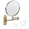 RomildaYuan Magnifying Wall Mounted Makeup 8-inch Two-Sided Swivel Wall Mounted Mirror, Extending Folding Bathroom Shaving Cosmetic Make Up 3X Magnification Bronze Color view 2