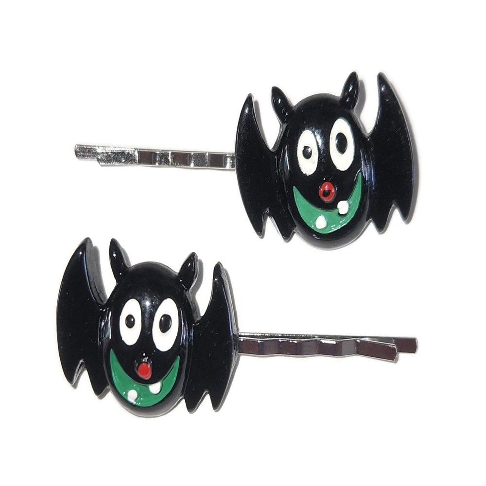 BATS Halloween - Handmade Bobby PIn Hair Clips Clothing Accessory - Set of 2