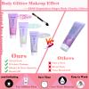 Body Glitter Face Glitter Gel: Singer Concerts Disco Festival Rave Accessories Face Glitter Makeup 150ml Chunky Sequins Mermaid Face Body Hair Glitter Gel (White&Silver&Pink) view 3
