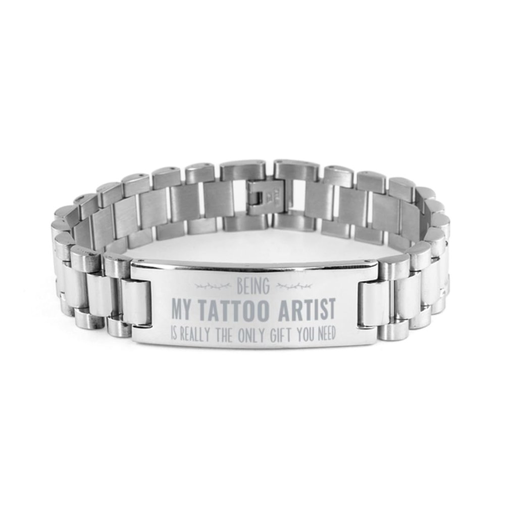 Badass Tattoo Artist Christmas Gifts, To My Tattoo Artist Ladder Stainless Steel Bracelet Engraved Gifts, Coworker Birthday Gifts For Tattoo Artist Being My Tattoo Artist is really the only gift you