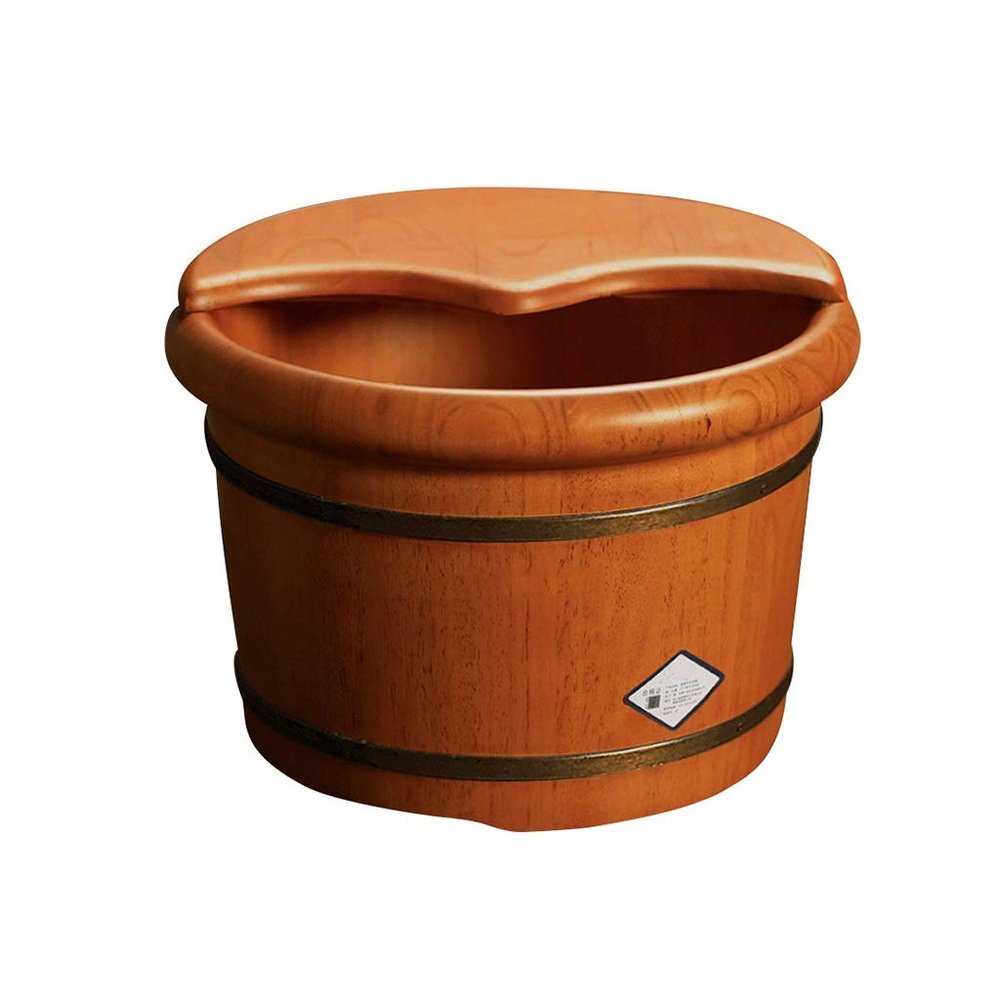 BABYCE Pedicure Foot Soak Tub Wooden Foot Basin,Oak Foot Bath Barre,Pedicure Bowl Spa Massage Foot Tub Smooth and Delicate Pedicure Barrels,with Lid Foot Spa Household Wash Ba
