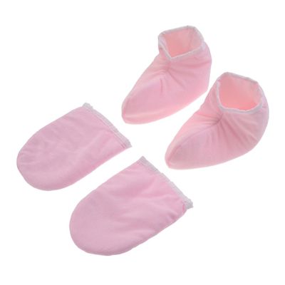 Beaupretty 2pairs Paraffin Wax Gloves for Heat Therapy Spa Insulated Mitt Covers for Hand Feet Moisturizing Treatment Soft Cloth Smooth Liner