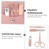 Beavorty 2sets Portable Nail Clipper Stainless Steel Manicure Kit with Eyebrow Tweezer Beauty Scissors Rose Gold Pu Case for Home Travel Essential Nail Art Tool view 3