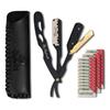 Stylonik Professional Straight Edge Barber Razor  60 Single/30 Double-Sided Stainless Steel Blades for Men & Women, with Leather Case (Gold) view 1