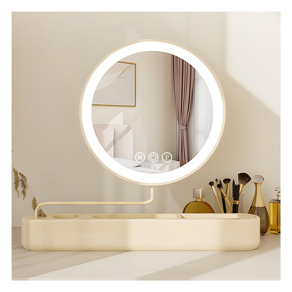 BZCKBZ Makeup Mirror with LED Lights, with Touch Screen, Three-Color Light Source, Brightness Adjustable Cosmetic Mirror, Can Be Rotated and Stretched(A)