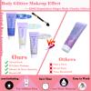 Body Glitter Face Glitter Gel: Singer Concerts Disco Festival Rave Accessories Face Glitter Makeup Chunky Sequins Mermaid Face Body Hair Glitter Gel (White&Silver&Blue) view 3