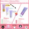 Body Glitter Face Glitter Gel: Singer Concerts Disco Festival Rave Accessories Face Glitter Makeup Chunky Sequins Mermaid Face Body Hair Glitter Gel (White&Silver&Gold) view 3