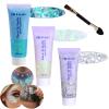 Body Glitter Face Glitter Gel: Singer Concerts Disco Festival Rave Accessories Face Glitter Makeup Chunky Sequins Mermaid Face Body Hair Glitter Gel (White&Silver&Lake Blue) view 1