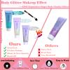 Body Glitter Face Glitter Gel: Singer Concerts Disco Festival Rave Accessories Face Glitter Makeup Chunky Sequins Mermaid Face Body Hair Glitter Gel (White&Silver&Lake Blue) view 3