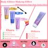 Body Glitter Face Glitter Gel: Singer Concerts Disco Festival Rave Accessories Face Glitter Makeup Chunky Sequins Mermaid Face Body Hair Glitter Gel (Pink&Gold&Blue) view 3