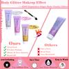 Body Glitter Face Glitter Gel: Singer Concerts Disco Festival Rave Accessories Face Glitter Makeup 150ml Chunky Sequins Mermaid Face Body Hair Glitter Gel (Silver&Pink&Gold) view 3
