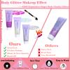Body Glitter Face Glitter Gel: Singer Concerts Disco Festival Rave Accessories Face Glitter Makeup Chunky Sequins Mermaid Face Body Hair Glitter Gel (White&Silver&Purple) view 3