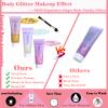 Body Glitter Face Glitter Gel: Singer Concerts Disco Festival Rave Accessories Face Glitter Makeup 150ml Chunky Sequins Mermaid Face Body Hair Glitter Gel (White&Pink&Gold) view 3