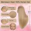 Mannequin Head Human Hair 24" 100% Human Hair Mannequin HeadCosmetology Mannequin Head Doll Head for Hair Styling Hairdresser Manikin Head with Free Clamp Holder(Blonde) view 2