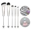 BIBABLYKE 5 Pcs DIY Beaded Makeup Brush Set Metal Handle Eye Makeup Brushes Cosmetic Brush for Natural and Delicate Makeup Alloy view 2