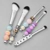BIBABLYKE 5 Pcs DIY Beaded Makeup Brush Set Metal Handle Eye Makeup Brushes Cosmetic Brush for Natural and Delicate Makeup Alloy view 3
