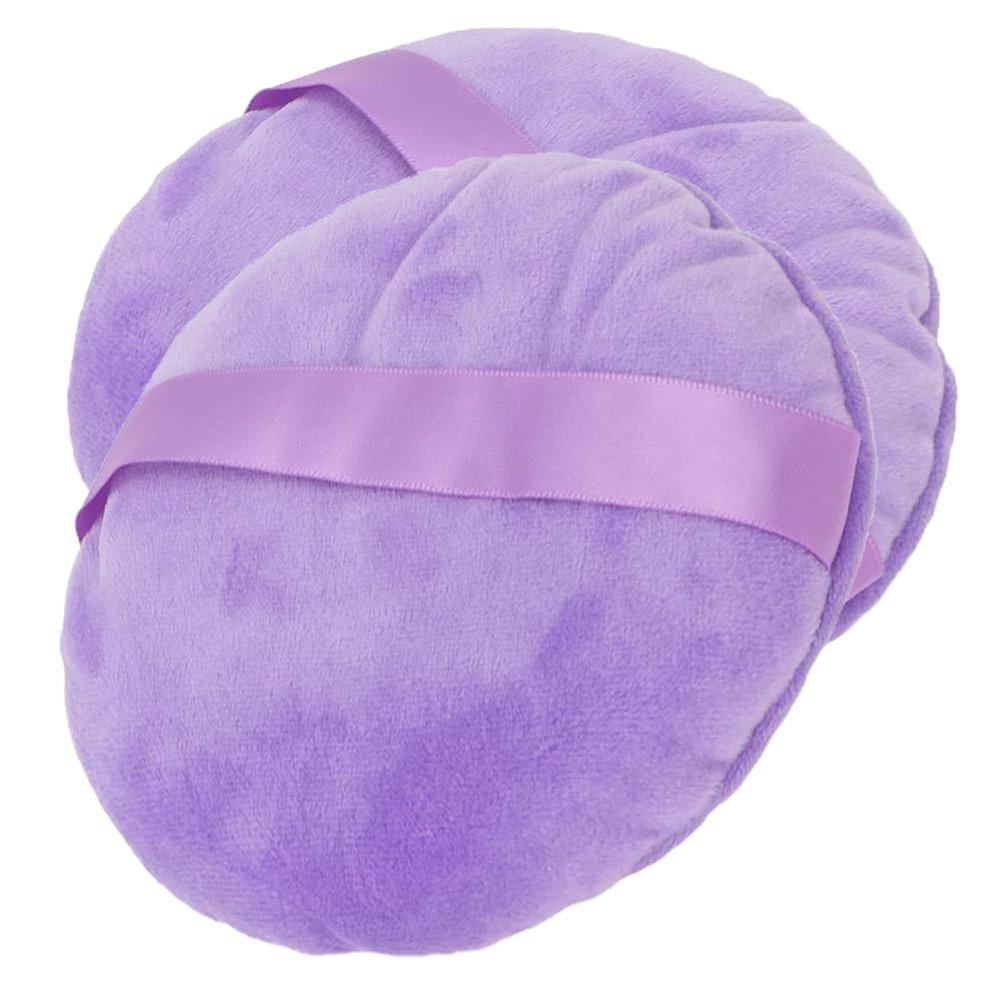 AKOAK Powder Puff, 5" Cotton Super Soft Powder Puff, Washable Large Round Velvet Body Powder Puff, Baby Powder, for Face Cleansing, Makeup and Foundation Mix - Soft and Fluffy -Pack of 2