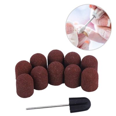 10pcs Nail Sanding Head, Nail Grinding Sanding Polisher Tool for Manicure Pedicure with Fine Sand Surface,Suitable for Rough and Fine Grinding (13 * 19)