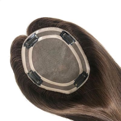 AIRAO Mono Top Base Women Human Hair Topper With Clips On Size 5"*6" (18 Inch, 2# Dark Brown)