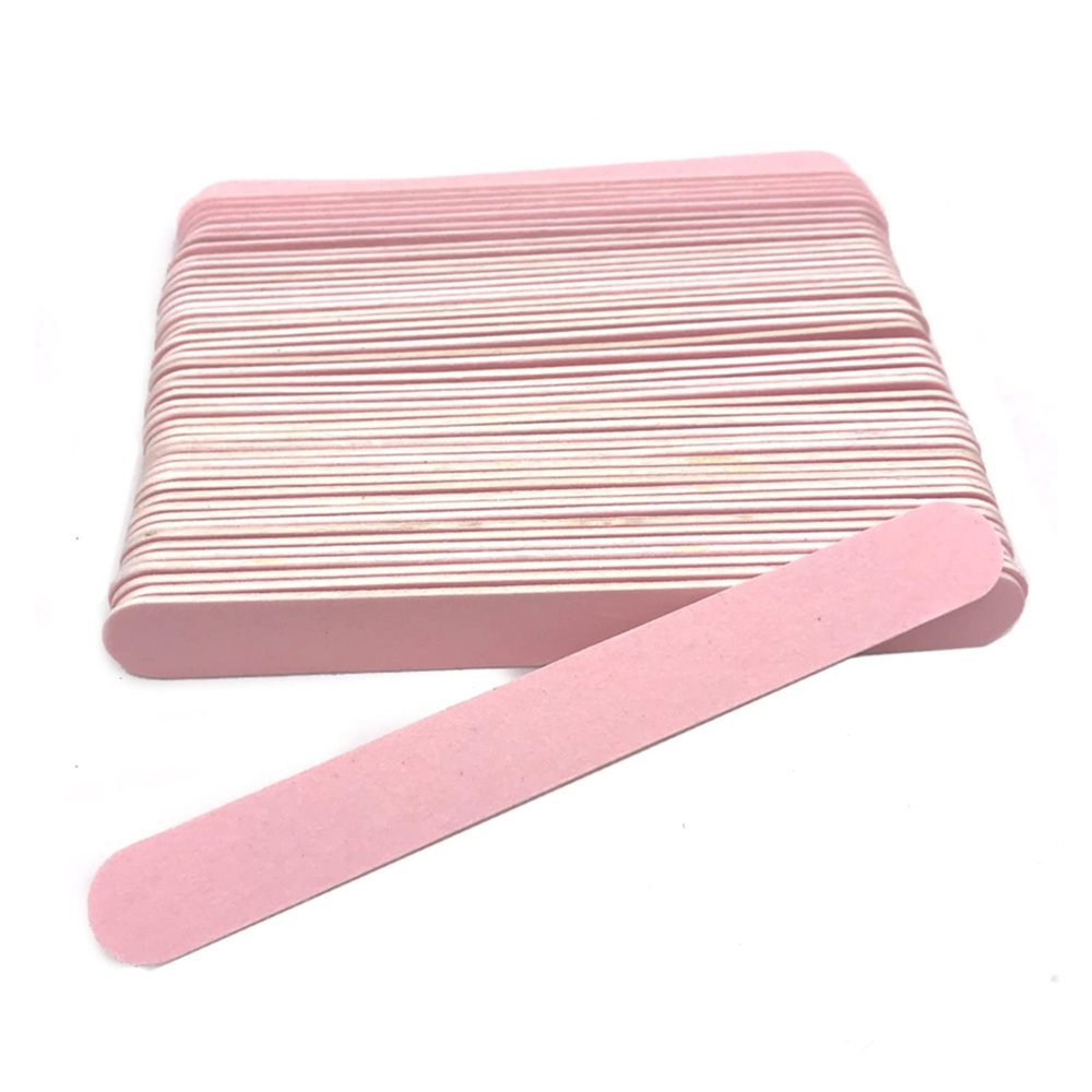 ZinNen RHAIYAN 100pcs/Lot Wooden Sandpaper Nail Files Pink Professional Emery Board Nails File for Manicure Double Side Nails Accessories Tools Specific