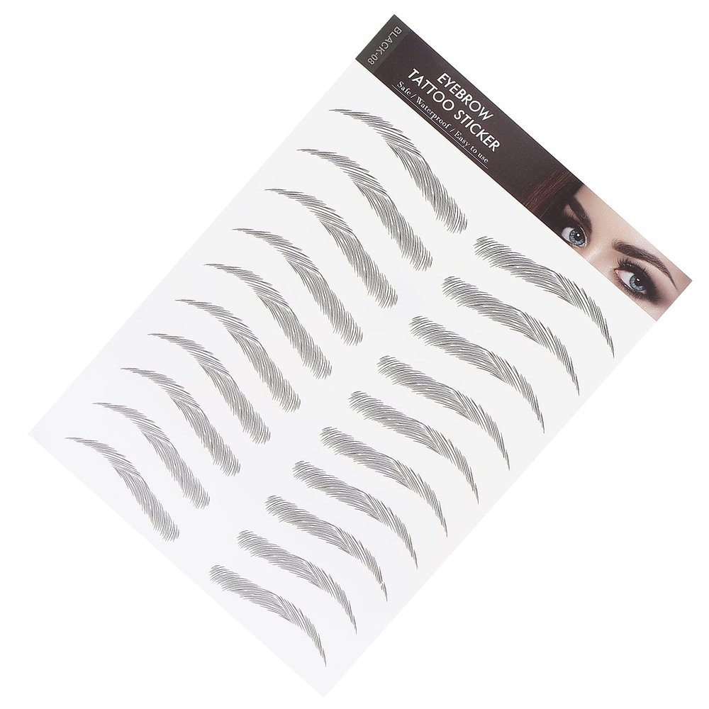Long Lasting Eyebrow Transfers Sticker, Household Portable Women Eyebrow Tattoo Sticker, Easy to Peel Off Eyebrow Style Sticker or Eyebrow Grooming Shaping (BLACK-08)