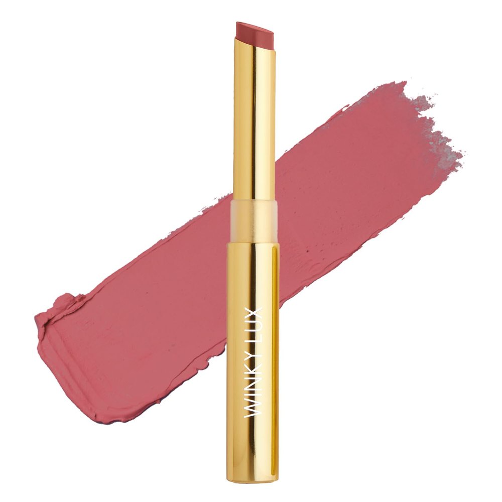 Winky Lux Skinny Plump Demi Matte Lipstick - Deep Berry Rose Lip, Natural Plump Lipstick, Weightless Long Lasting Soft Matte Lip Crayon, Infused with Hyaluronic Acid & Plum Oil, Corner Office