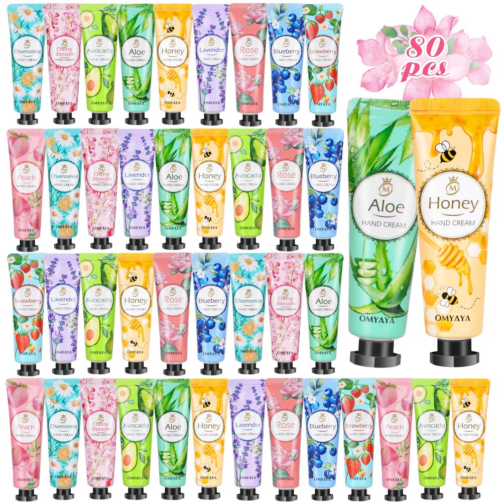 KIYTARBOO 80 Pack Hand Cream Gift Set: Hand Lotion Travel Size, Teacher Appreciation Gifts, Hand Cream for Dry Cracked Hands, Mini Lotion Bulk, Small Gifts for Women Corworkers Nurse Birthday Party