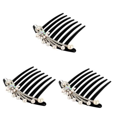 Abaodam 3pcs Imitation Hair Comb Floral Rhinestones Hair Accessories for Weddings Dances and Daily Wear Unique Tooth Design for Women