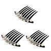 Abaodam 3pcs Imitation Hair Comb Floral Rhinestones Hair Accessories for Weddings Dances and Daily Wear Unique Tooth Design for Women view 1