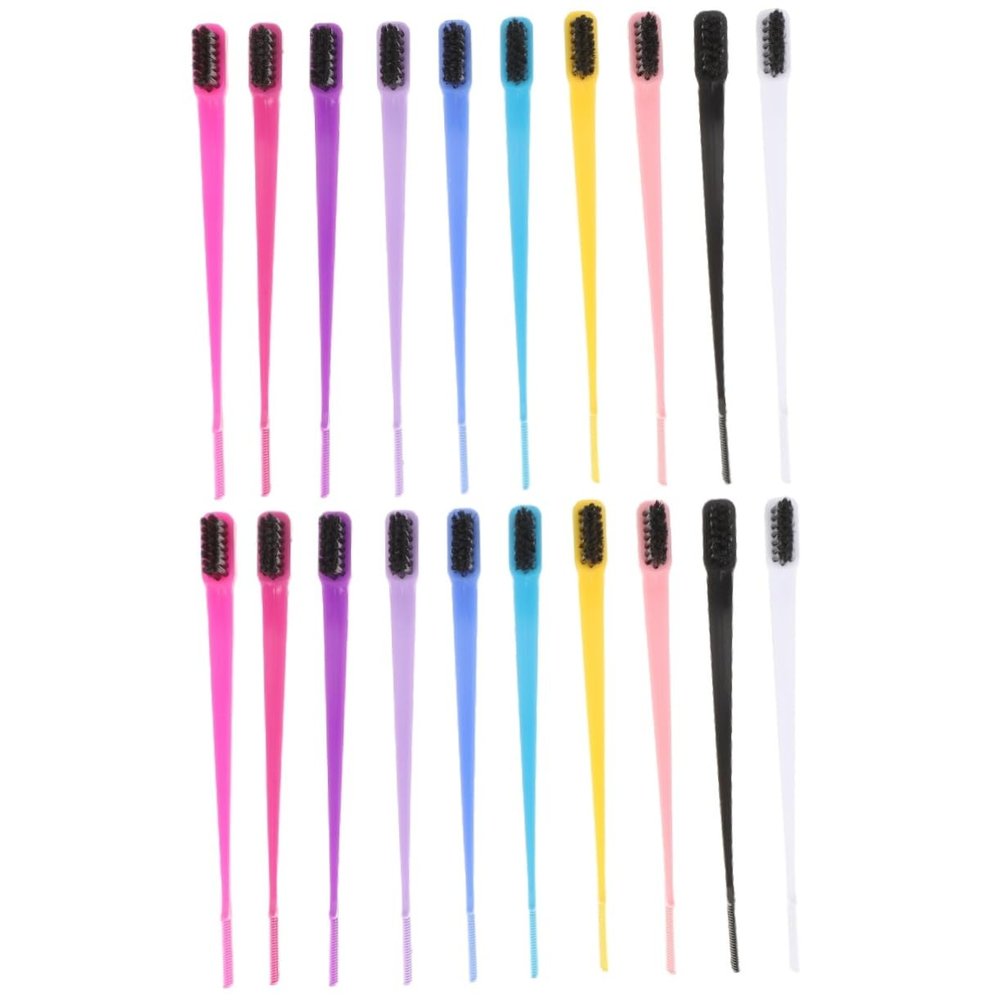 Beavorty 20pcs Eyebrow Brush Comb Kit Double-ended Makeup Brush for Shaping Eyelash Comb Hair Grooming Tool Bristle Material