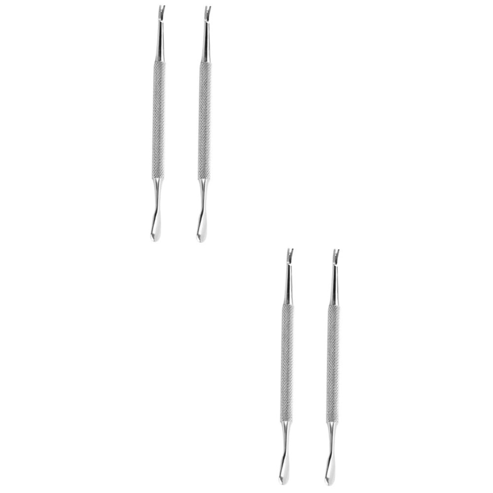 Beavorty 4pcs Stainless Steel Cuticle Remover Dead Skin Pusher Trimmer Nail Tool for Professional Manicure Pedicure Shaped Design for Easy Cuticle Care