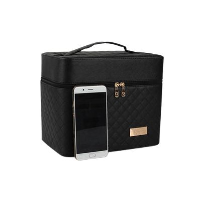 FOMIYES 2layer Cosmetic Organizer Bag Makeup Box Case Portable Travel Makeup Organizer Scratch Resistant Expandable Space
