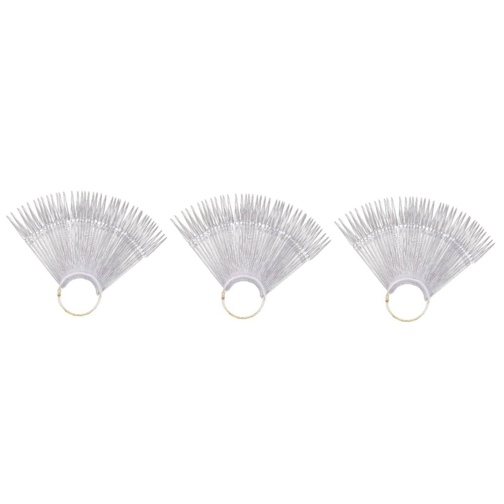 FOMIYES 150pcs Fan Shaped Nail Art Display Tips Transparent Practice Sticks for Gel Polish Easy to Smooth for Nail Design and Color Palette Use