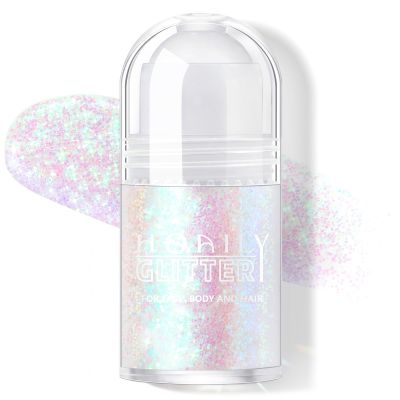 HOSAILY Roll-on Holographic Body Glitter Gel for Face Hair, Chameleon Color Changing Glitter Gel Under Light, Chunky Mermaid Sequins Festival Party Rave Accessories Shimmer Makeup (11# Mermaid)