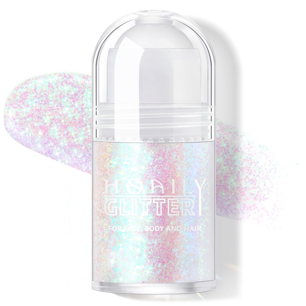 HOSAILY Roll-on Holographic Body Glitter Gel for Face Hair, Chameleon Color Changing Glitter Gel Under Light, Chunky Mermaid Sequins Festival Party Rave Accessories Shimmer Makeup (11# Mermaid)