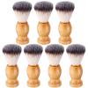 7Pcs Men Shaving Brush Wood Handle, Professional Salon Tools Hand Crafted Shaving Brush Wood Handle Shave Brushes Handmade Nylon Hair Brush for Men view 1