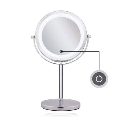 10X Magnifying Mirror with Dimmable Light 7Inch LED Lighted Vanity Mirror for Makeup Shaving with in Bathroom 360 Rotation Portable Illuminated Powered by Batteries(not Included)