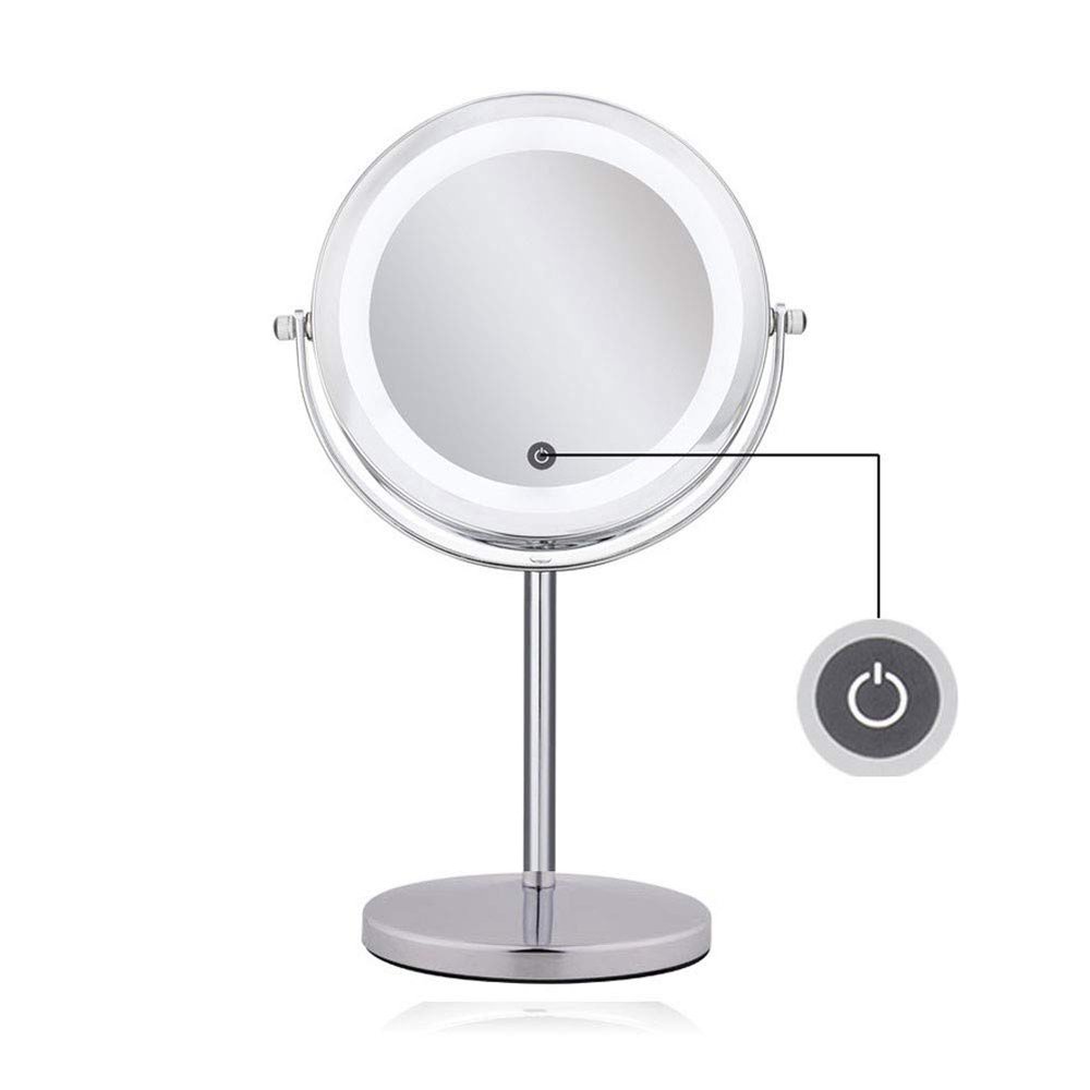 10X Magnifying Mirror with Dimmable Light 7Inch LED Lighted Vanity Mirror for Makeup Shaving with in Bathroom 360 Rotation Portable Illuminated Powered by Batteries(not Included)