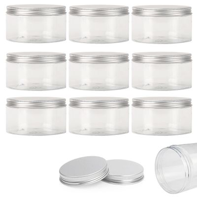 10Pcs Empty Clear PET Bottles with Screw Aluminum Cap 120ml Mini Container Jars Refillable Plastic Box for Essential Oil Powders Cream Ointments Makeup Sample - 68x50mm