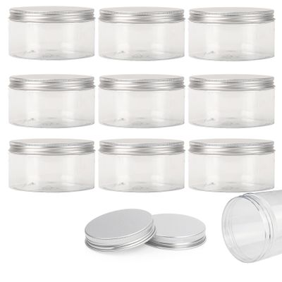 10Pcs Empty Clear PET Bottles with Screw Aluminum Cap 80ml Mini Container Jars Refillable Plastic Box for Essential Oil Powders Cream Ointments Makeup Sample - 68x38mm