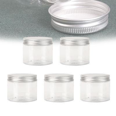 5Pcs Empty Clear PET Bottles with Screw Aluminum Cap 25ml Mini Container Jars Refillable Plastic Box for Essential Oil Powders Cream Ointments Makeup Sample - 40x37mm