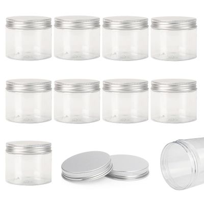 10Pcs Empty Clear PET Bottles with Screw Aluminum Cap 25ml Mini Container Jars Refillable Plastic Box for Essential Oil Powders Cream Ointments Makeup Sample - 40x37mm