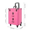3 Tier Makeup Train Case with 4 Wheels,High Safety Rolling Makeup Trolley Case, Nail Polish Organizer, Jewelry Travel Cosmetic Train Case for Wedding Makeup Artists and Cosmetic Trainees (Rose Red) view 3