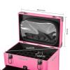 3 Tier Makeup Train Case with 4 Wheels,High Safety Rolling Makeup Trolley Case, Nail Polish Organizer, Jewelry Travel Cosmetic Train Case for Wedding Makeup Artists and Cosmetic Trainees (Rose Red) view 4