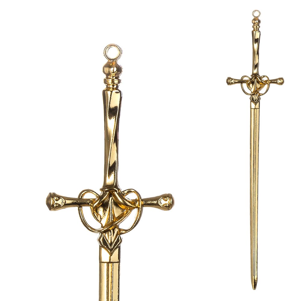 2pack 14K Golden Sword Styling Pins Black Wicca Witch Hair Stick Slide Renaissance Festival Hair Acceossories for Women 09